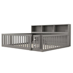 Daybed Sofa Bed 140x200cm with Bedside Storage Railing, Grey Pine Wood