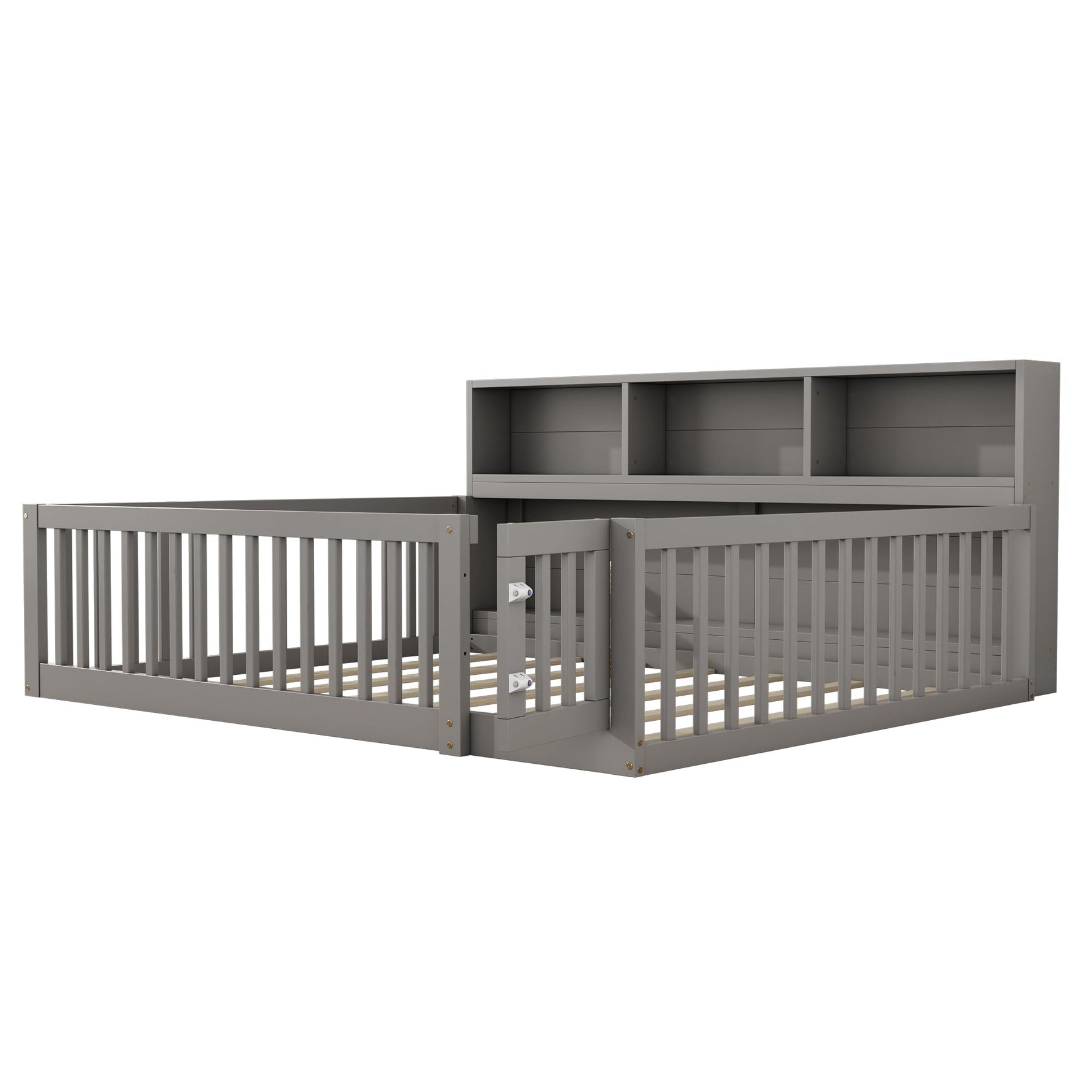 Daybed Sofa Bed 140x200cm with Bedside Storage Railing, Grey Pine Wood