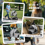 Dog Stroller 3-in-1 Foldable 10 kg Light Grey