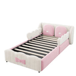 Children's Upholstered Storage Bed 90x200 with Cushions, Velvet