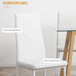 Dining Chair, Set of 4 Upholstered with Steel Legs, Faux Leather, White