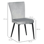 Dining Chair Set of 4, Kitchen Chairs, Backrest, Grey Velvet