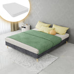 Modern Minimalist Bed Frame, 140x200cm with Mattress, Gray Velvet