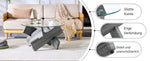 Round Coffee Table 79cm Tempered Glass Cross Legs - Gray MDF
