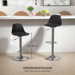 Bar Stool Set of 2, Padded, Height-Adjustable, Rotatable, Faux Leather Black