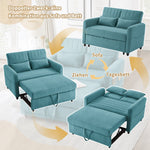 Sofa Bed, Two-Seater Folding Extendable, Three-Level Adjustable Backrest, Cotton Linen Fabric