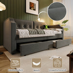 Sofa Bed 90x200 cm, USB-C Reading Light, 2 Storage Drawers, Velvet Gray