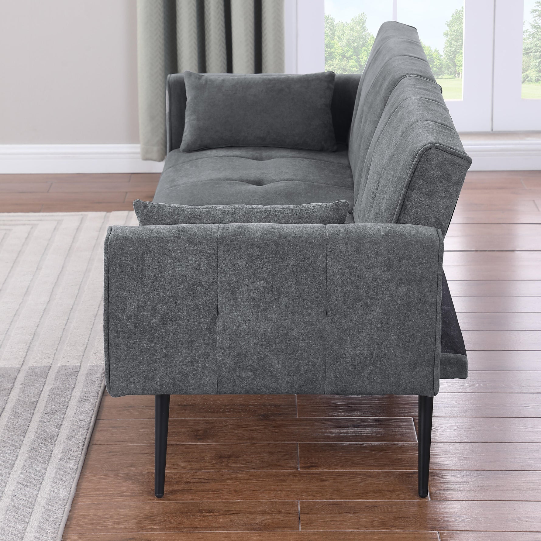 Convertible Sofa Bed, Folding Futon Sleeper, Adjustable Backrest, Small Spaces