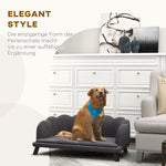 Luxury Dog Sofa, Backrest, Wooden Legs, Dark Grey