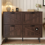 Narrow shoe cabinet with 3 flaps and pet toy storage, for hallway use