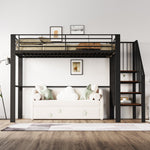 Loft Bed 140x200 Sturdy Storage Stairs, Metal