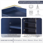 Sideboard, Modern Minimalist 4-Door Handleless Buffet, Navy Blue