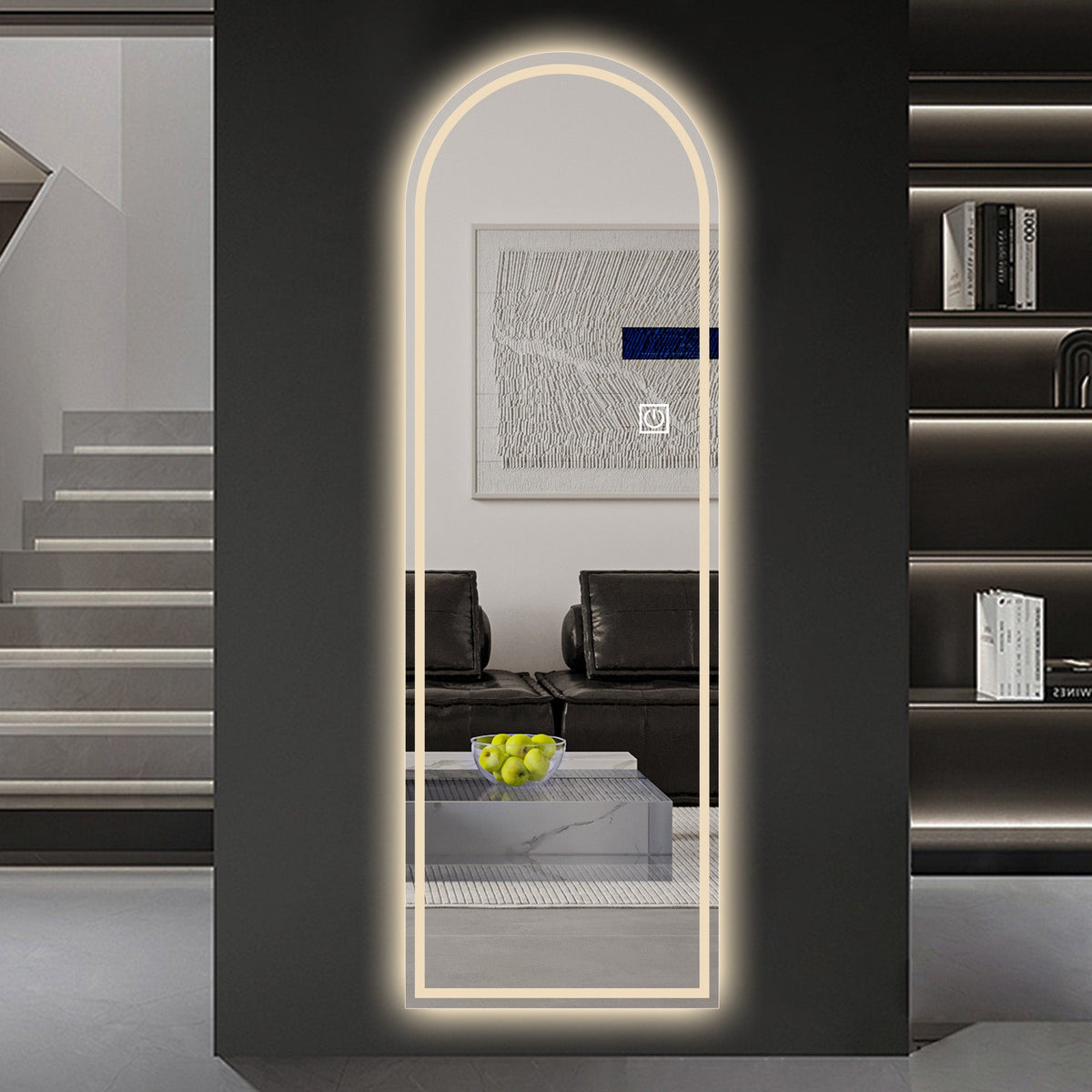 Arched Full-Length Mirror 165x50CM, LED Light, Dimmable 3-Color, Glass