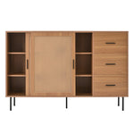 Country-style sideboard with two sliding doors and three drawers, adjustable shelves, in wood.
