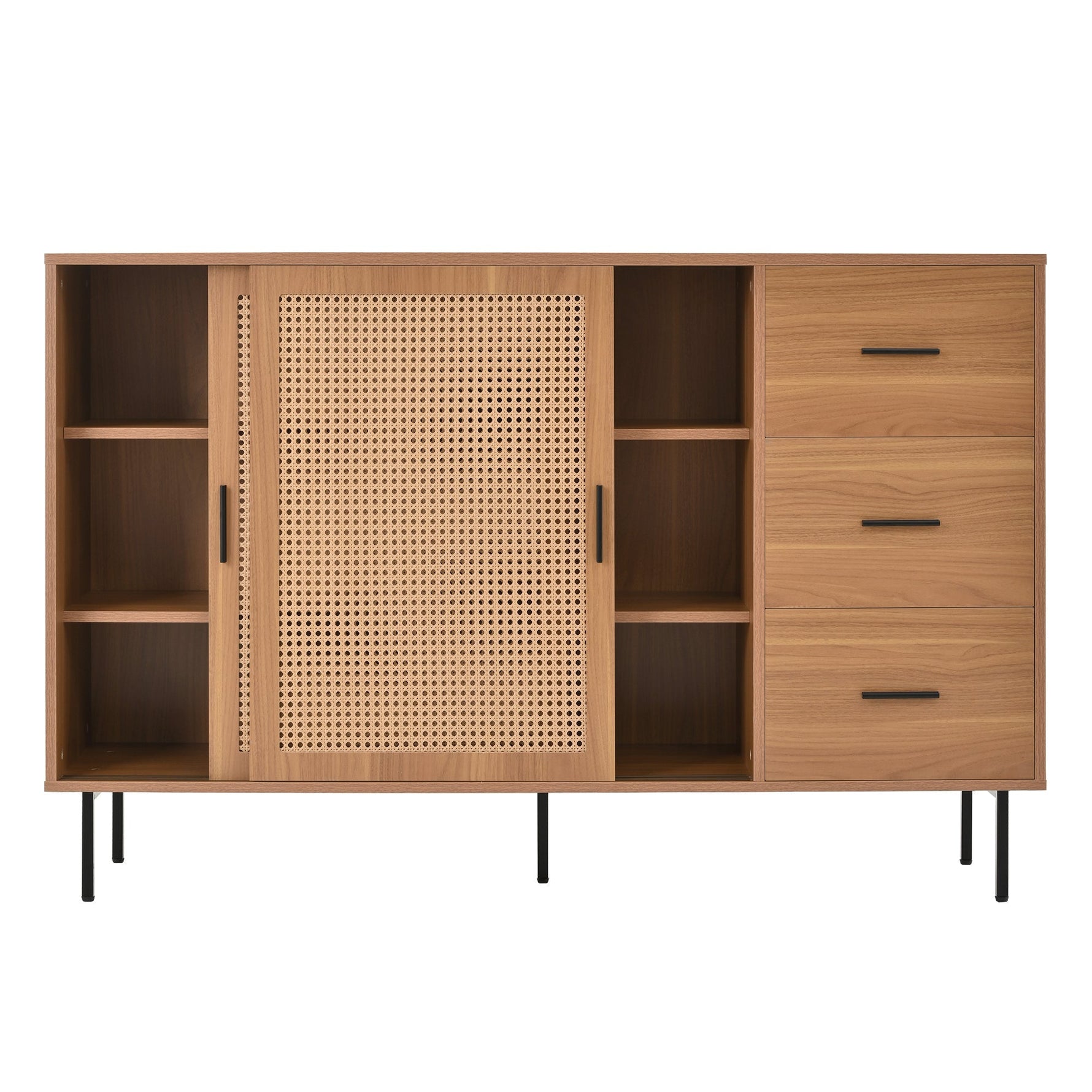 Country-style sideboard with two sliding doors and three drawers, adjustable shelves, in wood.