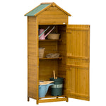 Garden Shed/Cabinet, Weatherproof 2 Doors 2 Shelves 79x49x191.5cm, Natural Wood