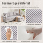 Modern 3-Seater Sofa with Storage, Cup Holders, USB-C and Pull-Out Bed, Corduroy