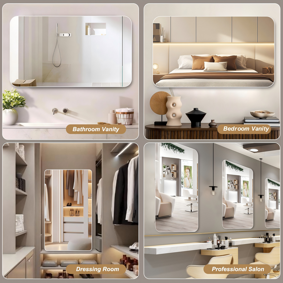 Frameless Wall Mirror, 100x75 cm HD Shatterproof, Copper-Free Glass