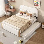 Upholstered Bed 140x200cm Pull-out Rollaway Bed - White