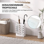 Umbrella stand with 4 hooks and water tray, steel, white