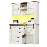 Tall Kitchen Sideboards with Sliding Doors and LED Lighting, Black and White