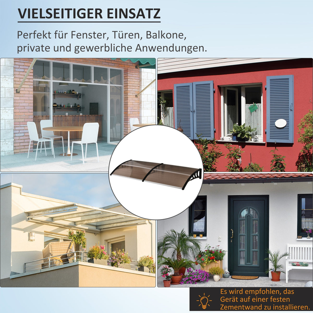 Front Door Canopy, Polycarbonate, Brown