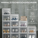 Modular Shoe Storage Boxes, 18-pack, Transparent Doors