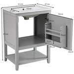 Bathroom Furniture Single Washbasin 60 cm Vanity Unit Ceramic Washbasin, Light Grey