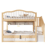 Children's Bunk Bed 90x200 with Storage & Stairs, White & Oak