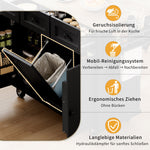 Mobile Kitchen Island Extendable Dining Area Waste Bin & Drawers - Black