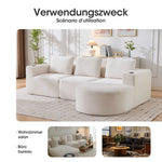Double Sofa with 3 Pillows and 2 Cup Holders, 265cm Wide Fully Compressed, Feather and Plastic
