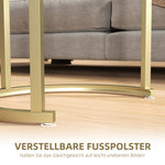 Round coffee table set of 2, stackable side table with steel frame, gold