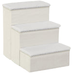 Pet Stairs, Foldable 3 Steps with Storage, MDF White