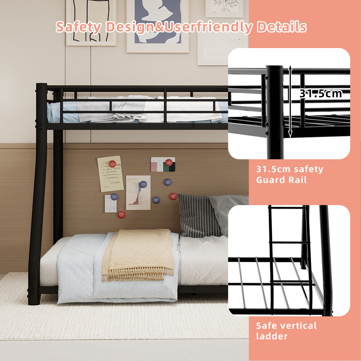 Upholstered Bed Frame 140x200 cm, Reinforced Steel