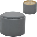 Storage Stool, Round Footstool Upholstered Coffee Table, Corduroy Grey