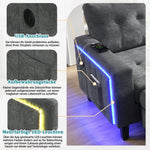 L-Shaped Sofa Set, Multifunctional with Movable Footstool & LED Lighting, Modern Modular