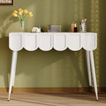 Dressing Vanity Table with 2 Drawers and Metal Legs in White