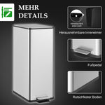 Trash Can 20L Pedal Bin with Lid, Stainless Steel