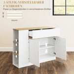 Sideboard, Kitchen Cabinet with Drawer, Adjustable Shelf, White