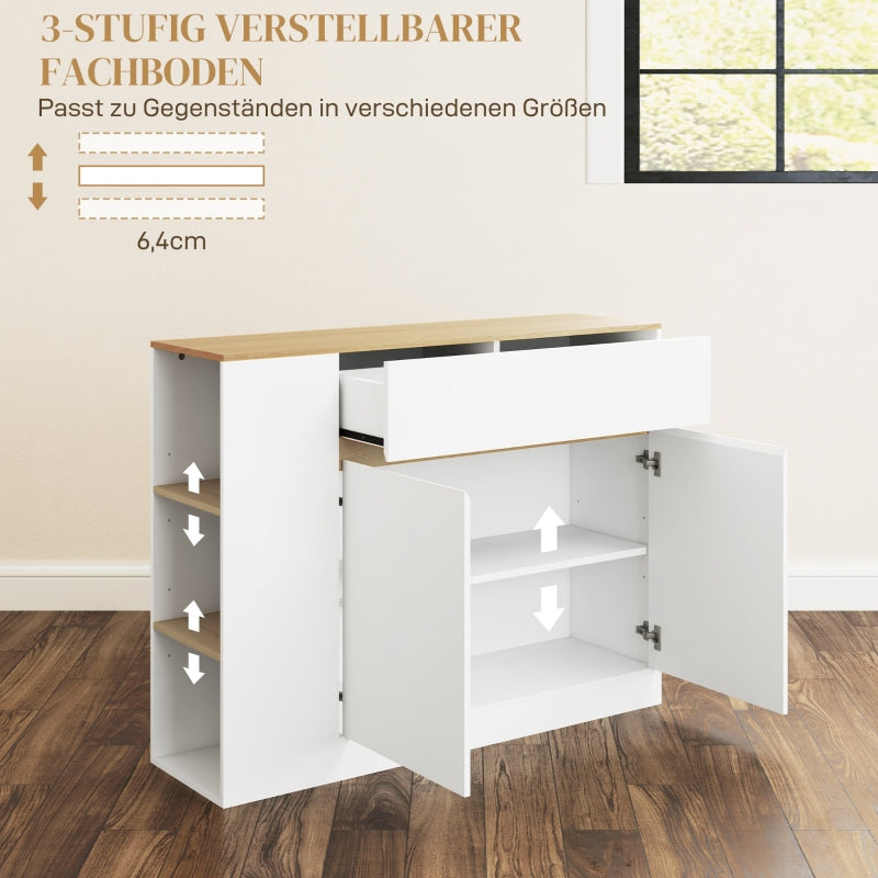 Sideboard, Kitchen Cabinet with Drawer, Adjustable Shelf, White