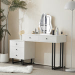 Dressing Table Set with 3-Color LED Mirror & Extendable Tabletop