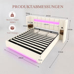 Multifunctional Bed Frame with LED & USB 180x200cm - Velvet