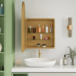 Stylish Arched Mirror Cabinet, Recessed Wall Storage Metal Framed, Gold