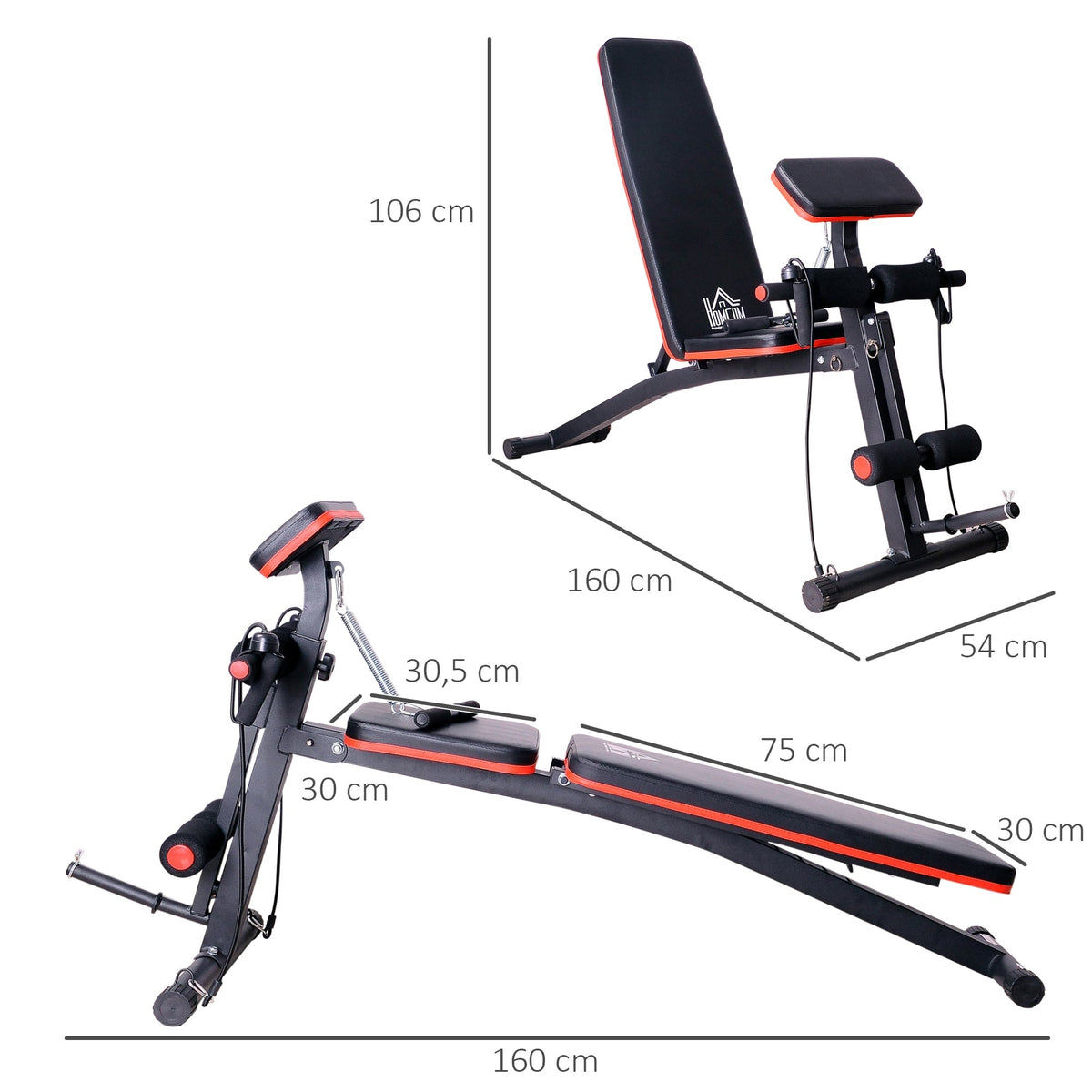 Multifunctional Weight Bench, Multi-Gym Spring Booster, 120kg, Black