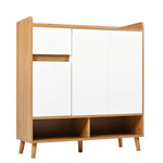Chest of drawers with adjustable shelves, minimalist home organizer with solid wood legs