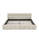 Double Bed 160x200cm Soft Quilted Frame - Beige Chenille