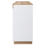 Chest of Drawers 3 Drawers 2 Doors Lockable Storage - White/Oak Chipboard