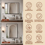 Bathroom Mirror 60x80 cm, HD Wall Mount, Black Aluminum Frame