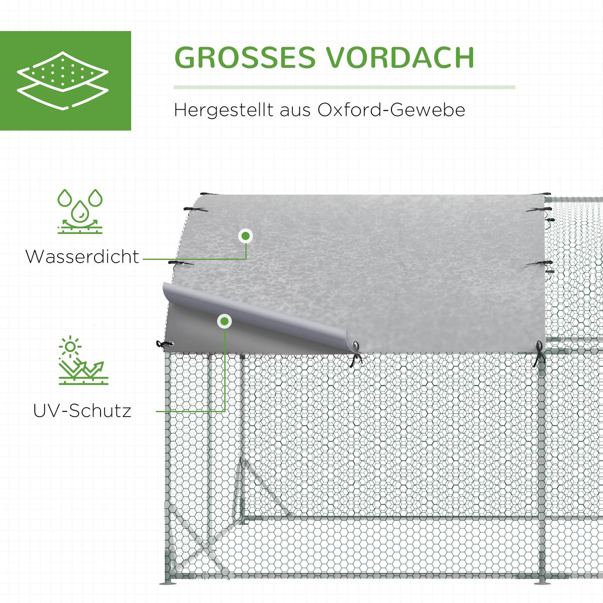 Chicken Coop Free-Range Enclosure, 280 x 380 x 197 cm, Steel
