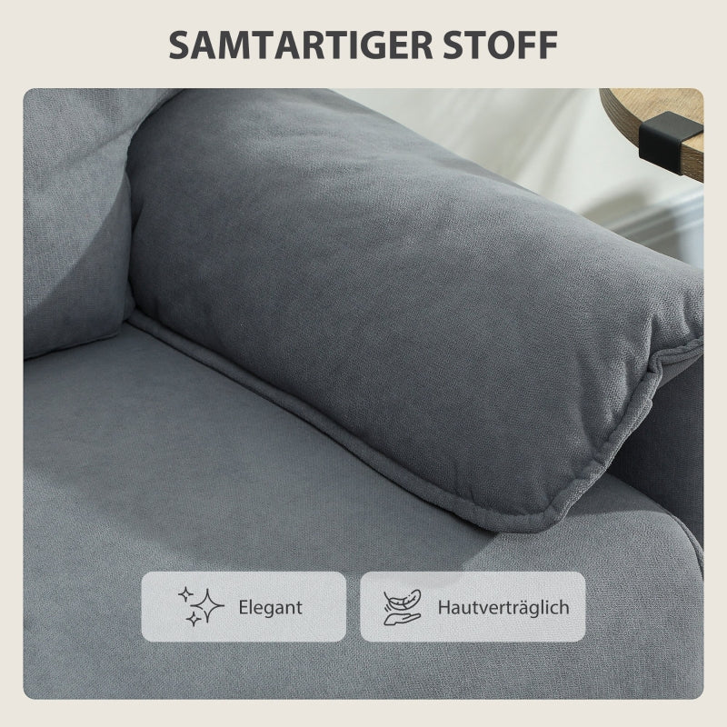 2-Seater Sofa Thick Cushions - Velvet Gray